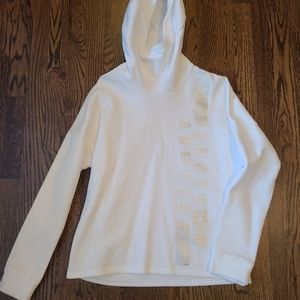 Under Armour Loose Fit Womens Cowl Neck Logo Graphic Hoodie White & Silver Small